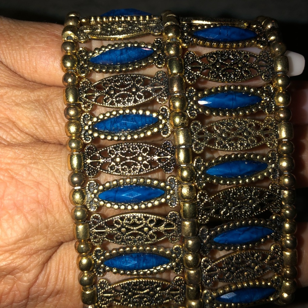Lapis and brass lucy gold bracelet